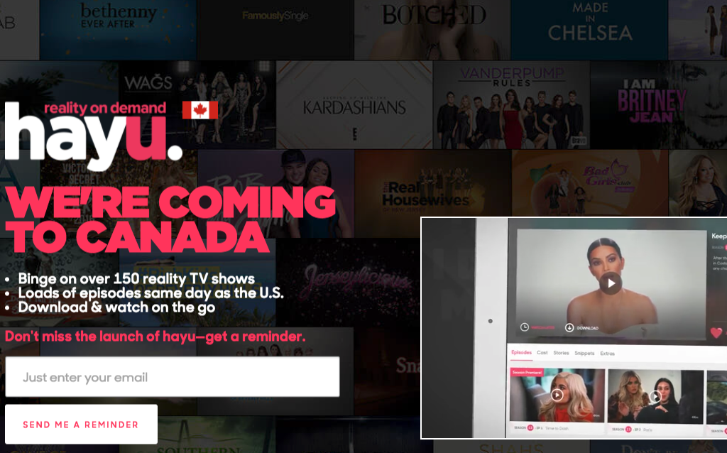 Reality TV streaming service launching in Canada